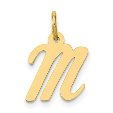 14k Yellow Gold Small Initial Capital Letter R Pendant Charm Created CZ 11mm Wide 